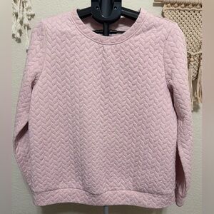 SHEIN Light Pink Quilted Crew Neck Sweater